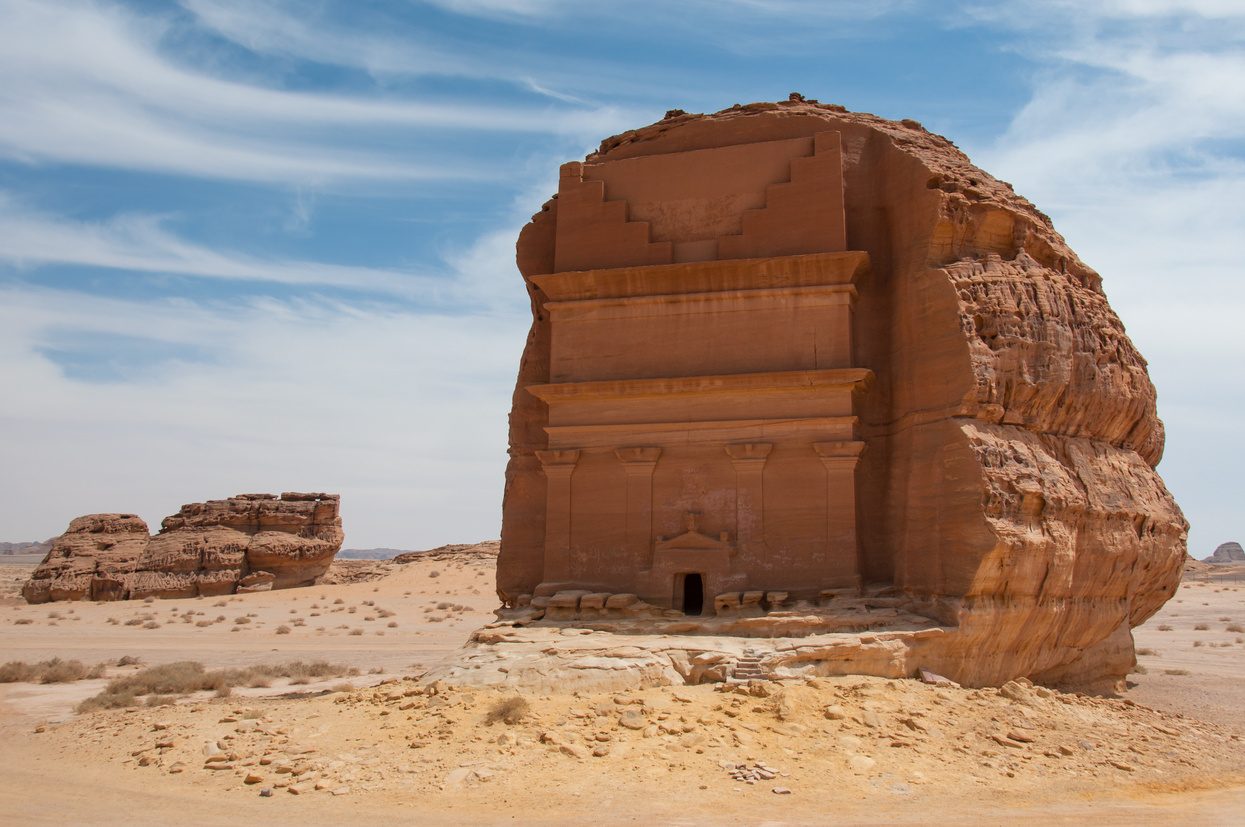 Nabatean tomb in Madain Saleh archeological site, Saudi Arabia